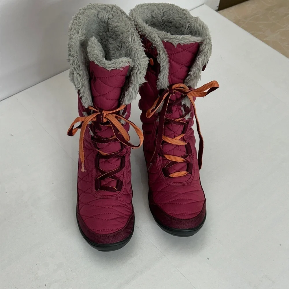 Columbia Kids' Quilted Boots - Burgundy and Gray